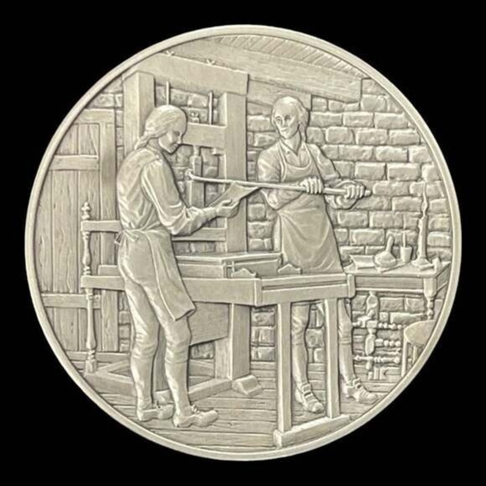 Franklin Mint History of Colonial America Pewter Medal Bay Psalm Book Vintage